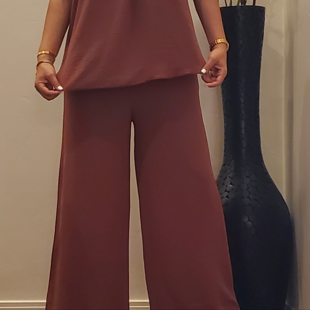 SOLD!⭐️FROM FRANCE!⭐️ Wide Leg Pant And Tunic Top 2 Piece Set MADE IN FRANCE! - Picture 7 of 15